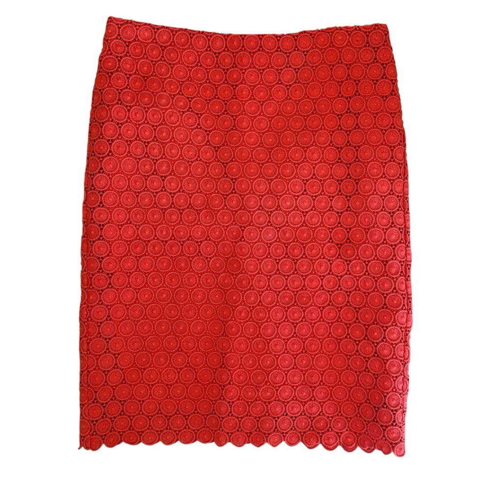 New Cynthia Rowley Coral Eyelet Lace Pencil Skirt Sz 4